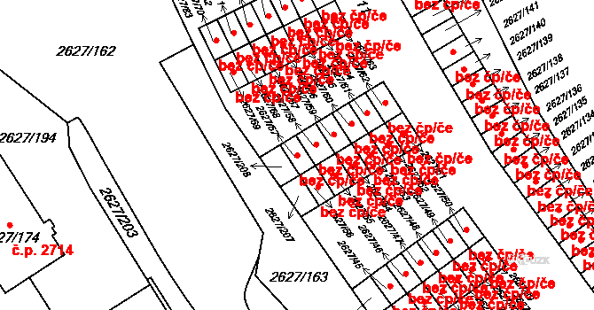 Opava 43817220 na parcele st. 2627/57 v KÚ Opava-Předměstí, Katastrální mapa