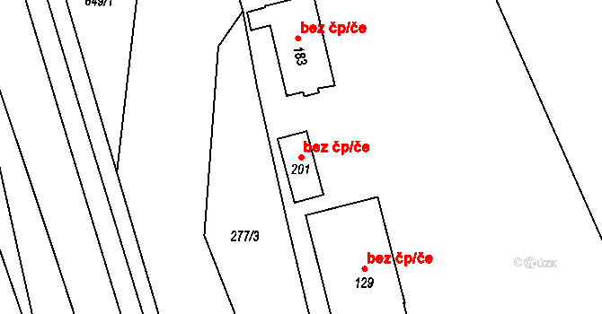 Ostrov 45848220 na parcele st. 201 v KÚ Horní Žďár u Ostrova, Katastrální mapa