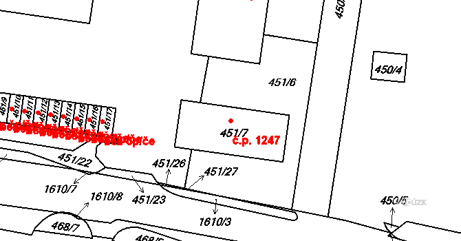 Liberec VI-Rochlice 1247, Liberec na parcele st. 451/7 v KÚ Rochlice u Liberce, Katastrální mapa