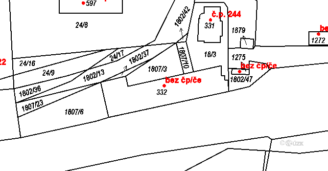 Manětín 49181220 na parcele st. 332 v KÚ Manětín, Katastrální mapa