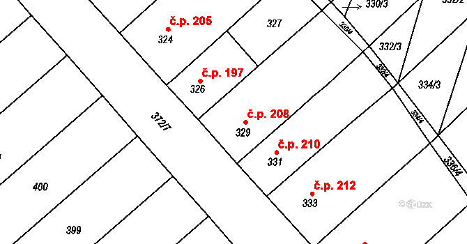 Vícemilice 208, Bučovice na parcele st. 329 v KÚ Vícemilice, Katastrální mapa