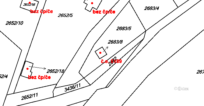 Pelhřimov 5189 na parcele st. 2683/8 v KÚ Pelhřimov, Katastrální mapa