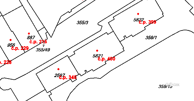 Pražské Předměstí 400, Písek na parcele st. 5821 v KÚ Písek, Katastrální mapa