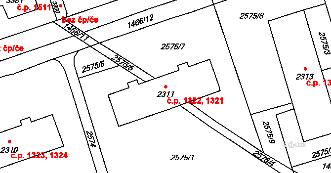 Beroun-Město 1321,1322, Beroun na parcele st. 2311 v KÚ Beroun, Katastrální mapa