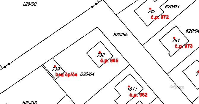 Kralupy nad Vltavou 965 na parcele st. 738 v KÚ Kralupy nad Vltavou, Katastrální mapa