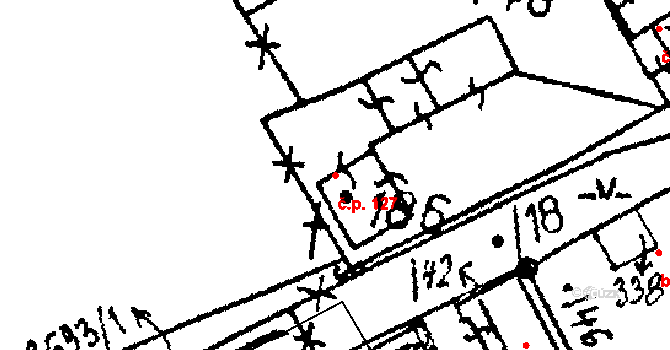Chodská Lhota 127 na parcele st. 186 v KÚ Chodská Lhota, Katastrální mapa