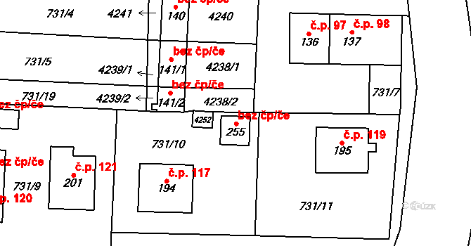 Trstěnice 78179220 na parcele st. 255 v KÚ Trstěnice u Mariánských Lázní, Katastrální mapa