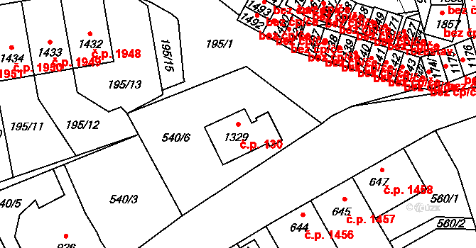 Nový Jičín 130 na parcele st. 1329 v KÚ Nový Jičín-Dolní Předměstí, Katastrální mapa