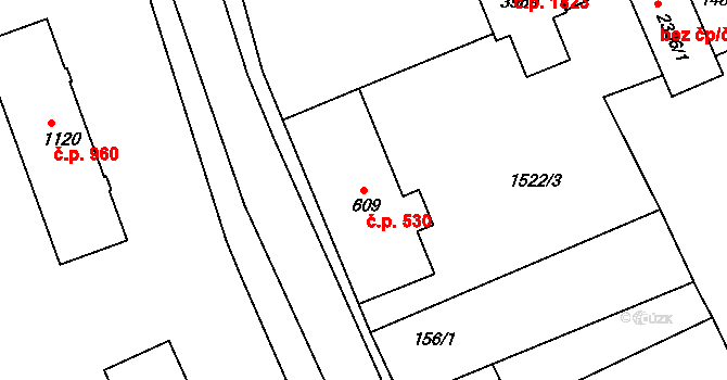 Humpolec 530 na parcele st. 609 v KÚ Humpolec, Katastrální mapa