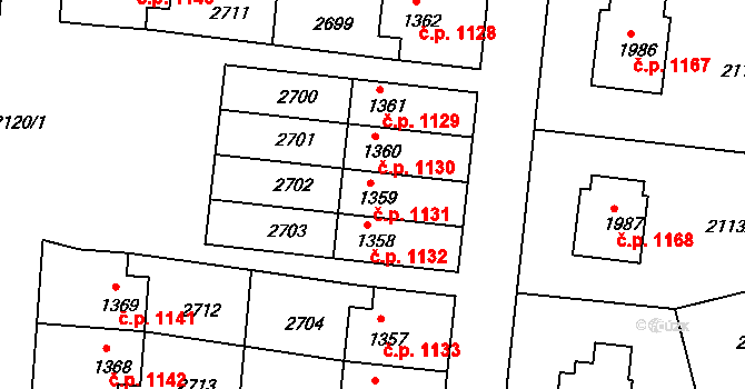 Humpolec 1131 na parcele st. 1359 v KÚ Humpolec, Katastrální mapa