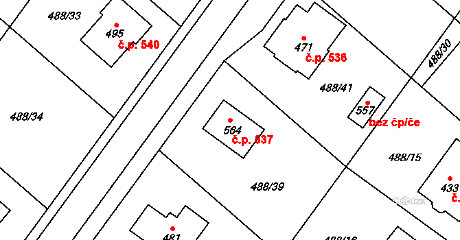 Český Herálec 537, Herálec na parcele st. 564 v KÚ Český Herálec, Katastrální mapa