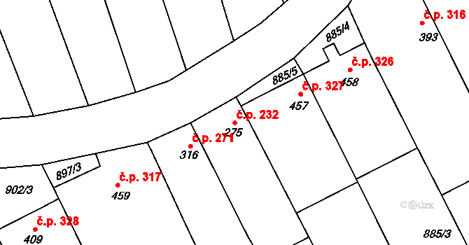 Křepice 232 na parcele st. 275 v KÚ Křepice u Hustopečí, Katastrální mapa