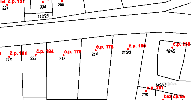Morkůvky 178 na parcele st. 214 v KÚ Morkůvky, Katastrální mapa