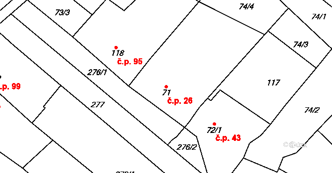 Ludslavice 26 na parcele st. 71 v KÚ Ludslavice, Katastrální mapa