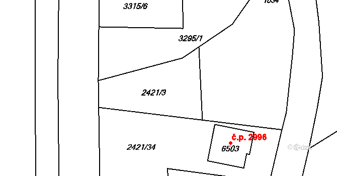 Kroměříž 2996 na parcele st. 6503 v KÚ Kroměříž, Katastrální mapa