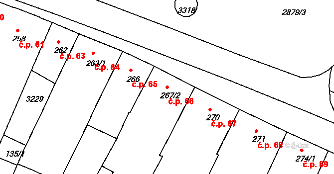 Bystřice pod Hostýnem 66 na parcele st. 267/2 v KÚ Bystřice pod Hostýnem, Katastrální mapa