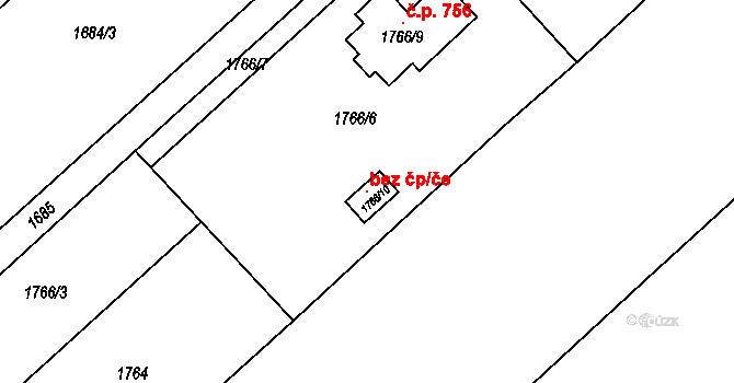 Pozořice 106684221 na parcele st. 1766/10 v KÚ Pozořice, Katastrální mapa
