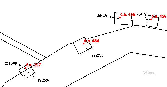 Lančov 454 na parcele st. 2932/88 v KÚ Lančov, Katastrální mapa