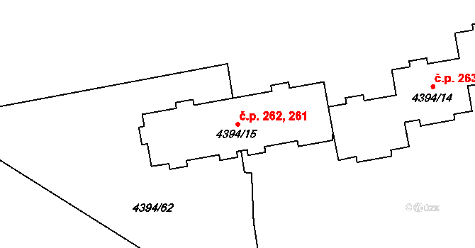 Přerov I-Město 261,262, Přerov na parcele st. 4394/15 v KÚ Přerov, Katastrální mapa