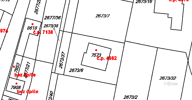 Zlín 4982 na parcele st. 7573 v KÚ Zlín, Katastrální mapa