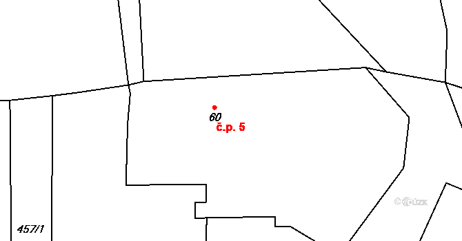 Lomeček 5, Úmonín na parcele st. 60 v KÚ Lomec u Úmonína, Katastrální mapa