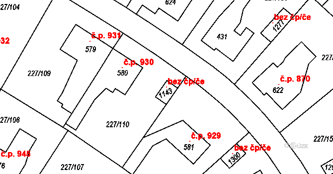 Kladno 119187221 na parcele st. 1143 v KÚ Hnidousy, Katastrální mapa