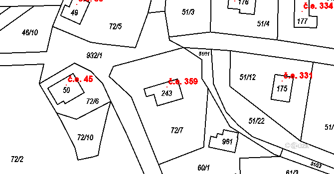 Rounek 359, Vyskytná nad Jihlavou na parcele st. 243 v KÚ Rounek, Katastrální mapa