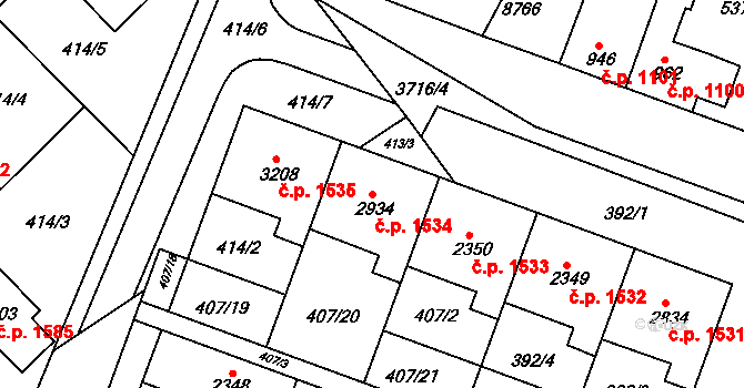 Veselí nad Moravou 1534 na parcele st. 2934 v KÚ Veselí-Předměstí, Katastrální mapa