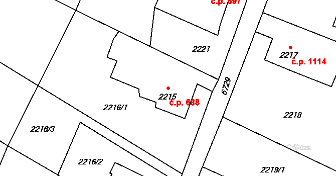 Rychvald 688 na parcele st. 2215 v KÚ Rychvald, Katastrální mapa