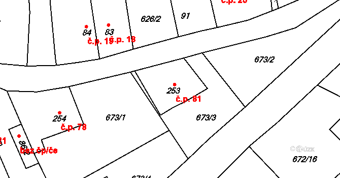 Žernovka 81, Mukařov na parcele st. 253 v KÚ Žernovka, Katastrální mapa