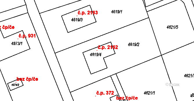 Šenov 2162 na parcele st. 4619/4 v KÚ Šenov u Ostravy, Katastrální mapa