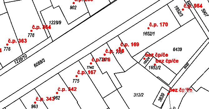 Horní Předměstí 168, Polička na parcele st. 774/1 v KÚ Polička, Katastrální mapa