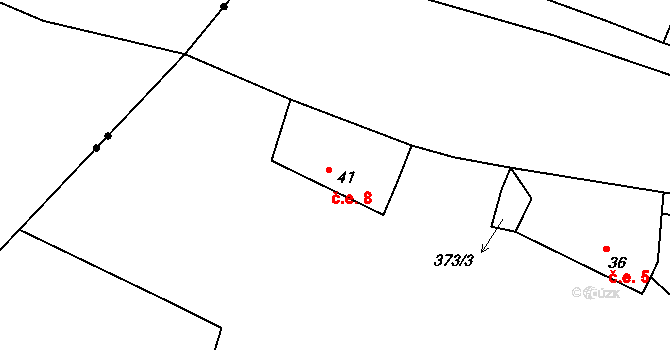 Ryšín 8, Pavlíkov na parcele st. 41 v KÚ Ryšín, Katastrální mapa
