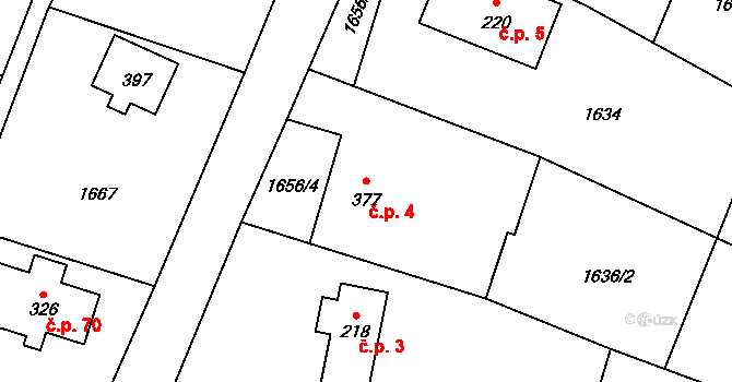 Valy 4, Krompach na parcele st. 377 v KÚ Krompach, Katastrální mapa