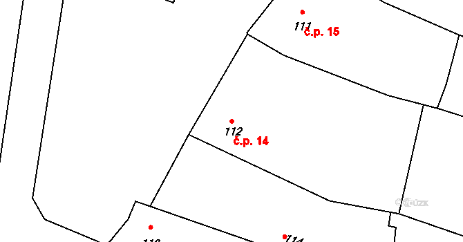 Chýnov 14 na parcele st. 112 v KÚ Chýnov u Tábora, Katastrální mapa