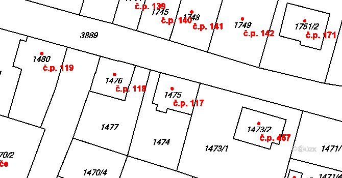 Soběslav III 117, Soběslav na parcele st. 1475 v KÚ Soběslav, Katastrální mapa