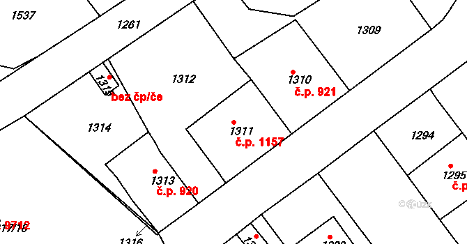 Střekov 1157, Ústí nad Labem na parcele st. 1311 v KÚ Střekov, Katastrální mapa