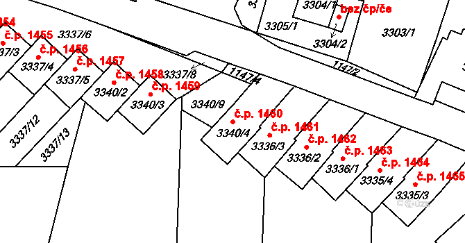 Střekov 1460, Ústí nad Labem na parcele st. 3340/4 v KÚ Střekov, Katastrální mapa