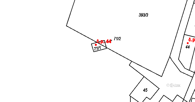 Petrovičky 44, Mladkov na parcele st. 71/1 v KÚ Petrovičky u Mladkova, Katastrální mapa