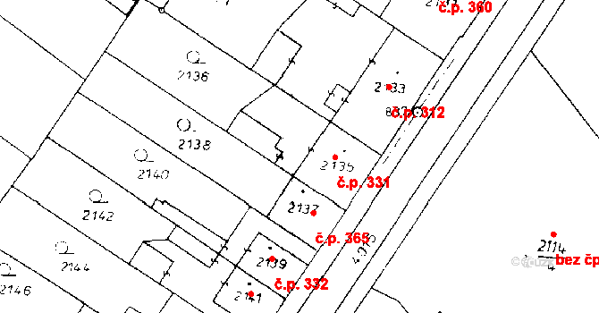 Poděbrady III 331, Poděbrady na parcele st. 2135 v KÚ Poděbrady, Katastrální mapa