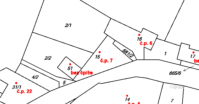 Zňátky 7, Náměšť nad Oslavou na parcele st. 15 v KÚ Zňátky, Katastrální mapa