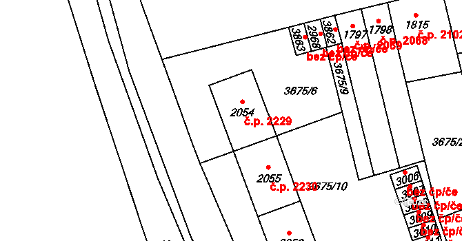 Břeclav 2229 na parcele st. 2054 v KÚ Břeclav, Katastrální mapa
