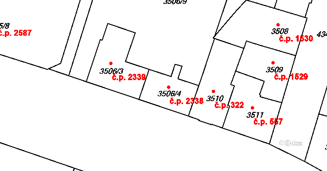 Teplice 2338 na parcele st. 3506/4 v KÚ Teplice, Katastrální mapa