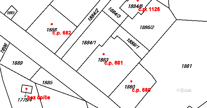 Brušperk 681 na parcele st. 1883 v KÚ Brušperk, Katastrální mapa