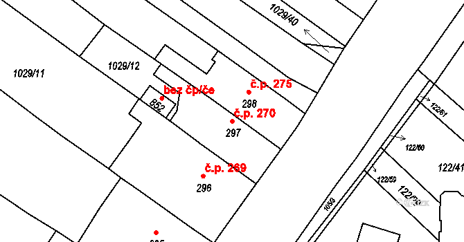 Údlice 270 na parcele st. 297 v KÚ Údlice, Katastrální mapa