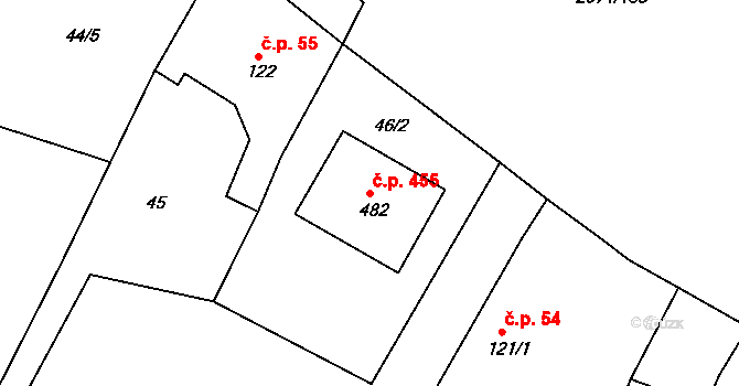 Černilov 455 na parcele st. 482 v KÚ Černilov, Katastrální mapa