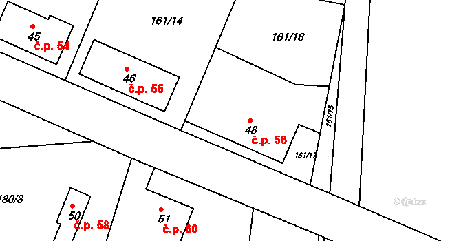 Libořezy 56, Stříbřec na parcele st. 48 v KÚ Libořezy, Katastrální mapa