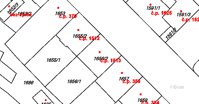Nusle 1513, Praha na parcele st. 1656/2 v KÚ Nusle, Katastrální mapa