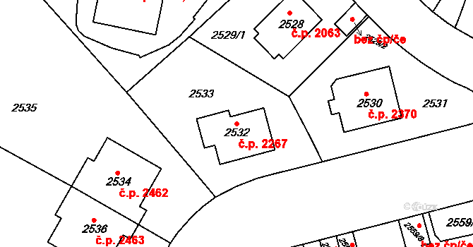 Smíchov 2267, Praha na parcele st. 2532 v KÚ Smíchov, Katastrální mapa
