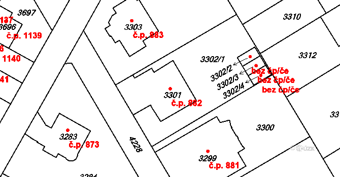 Dejvice 882, Praha na parcele st. 3301 v KÚ Dejvice, Katastrální mapa